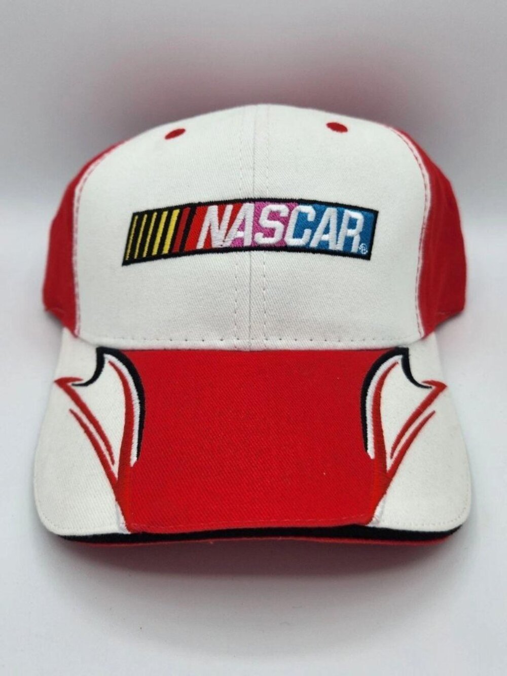 NASCAR Hat Cap Strap Back Red White Mens Racing Fan Gear Stock Car Race NWT
